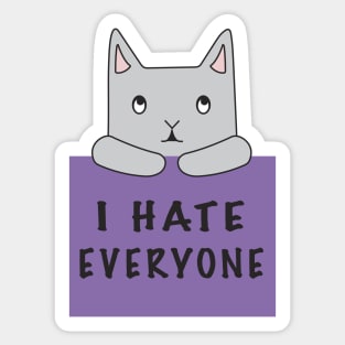 Cat Hates Everyone {Purple Sign) Sticker